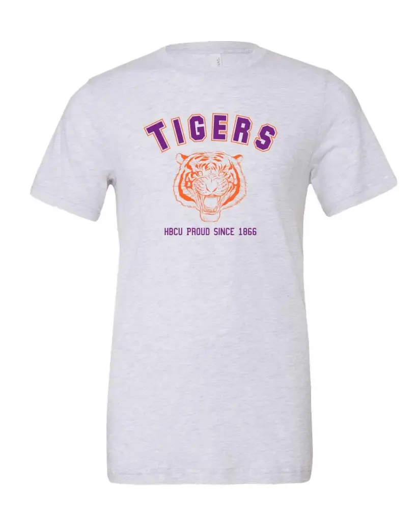 Tigers Ash T-Shirt with HBCU Proud Tiger Emblem