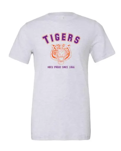 Tigers Ash T-Shirt with HBCU Proud Tiger Emblem